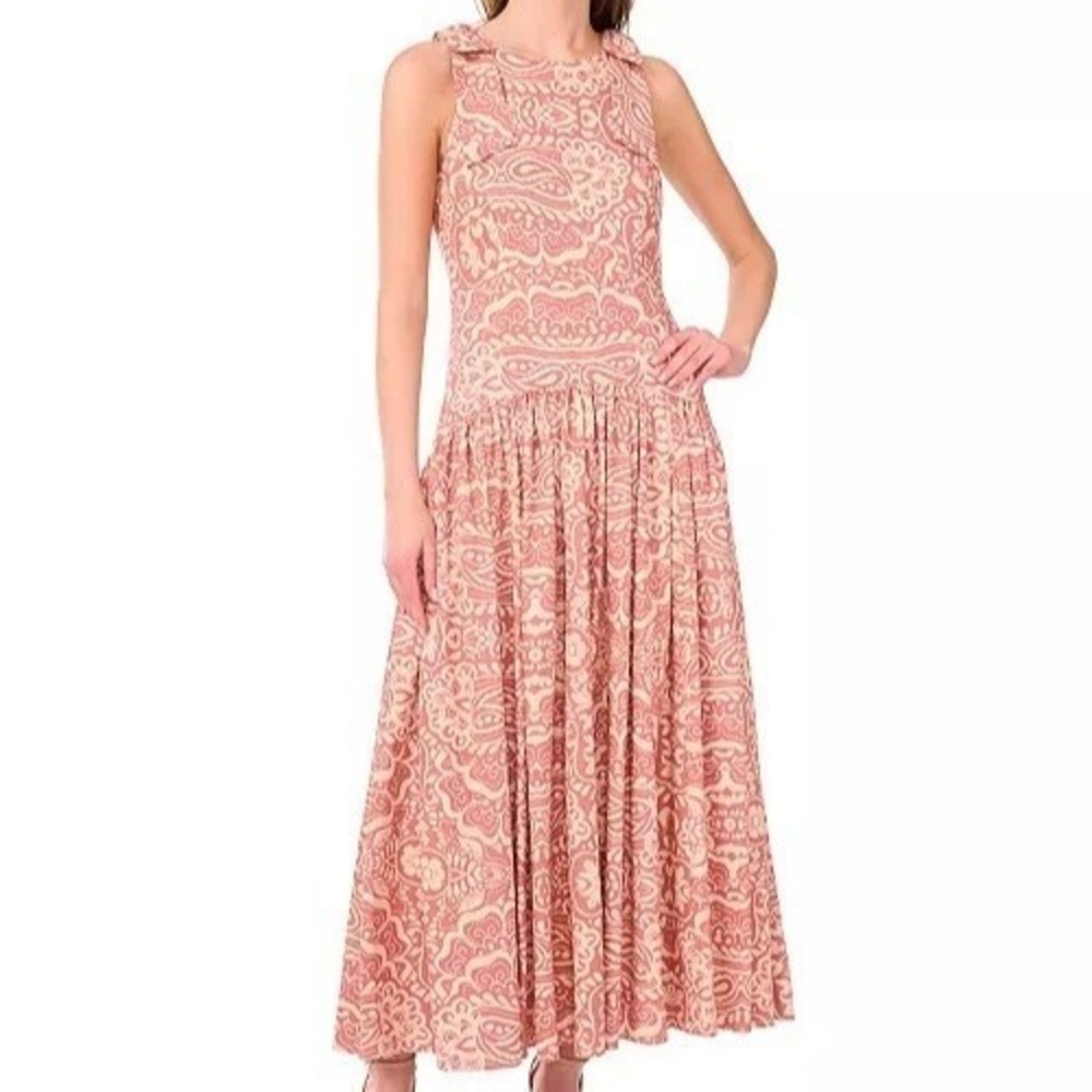 CeCe Sleeveless High Low Maxi Mocha A Line Crewneck Lined Dress Womens Size L